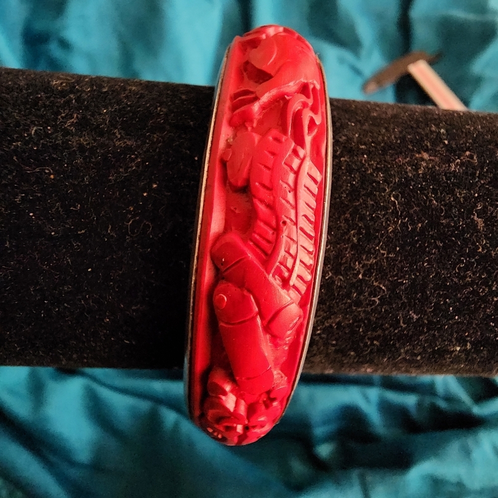 CINNABAR AND STERLING BRACELET - Picture 3 of 5